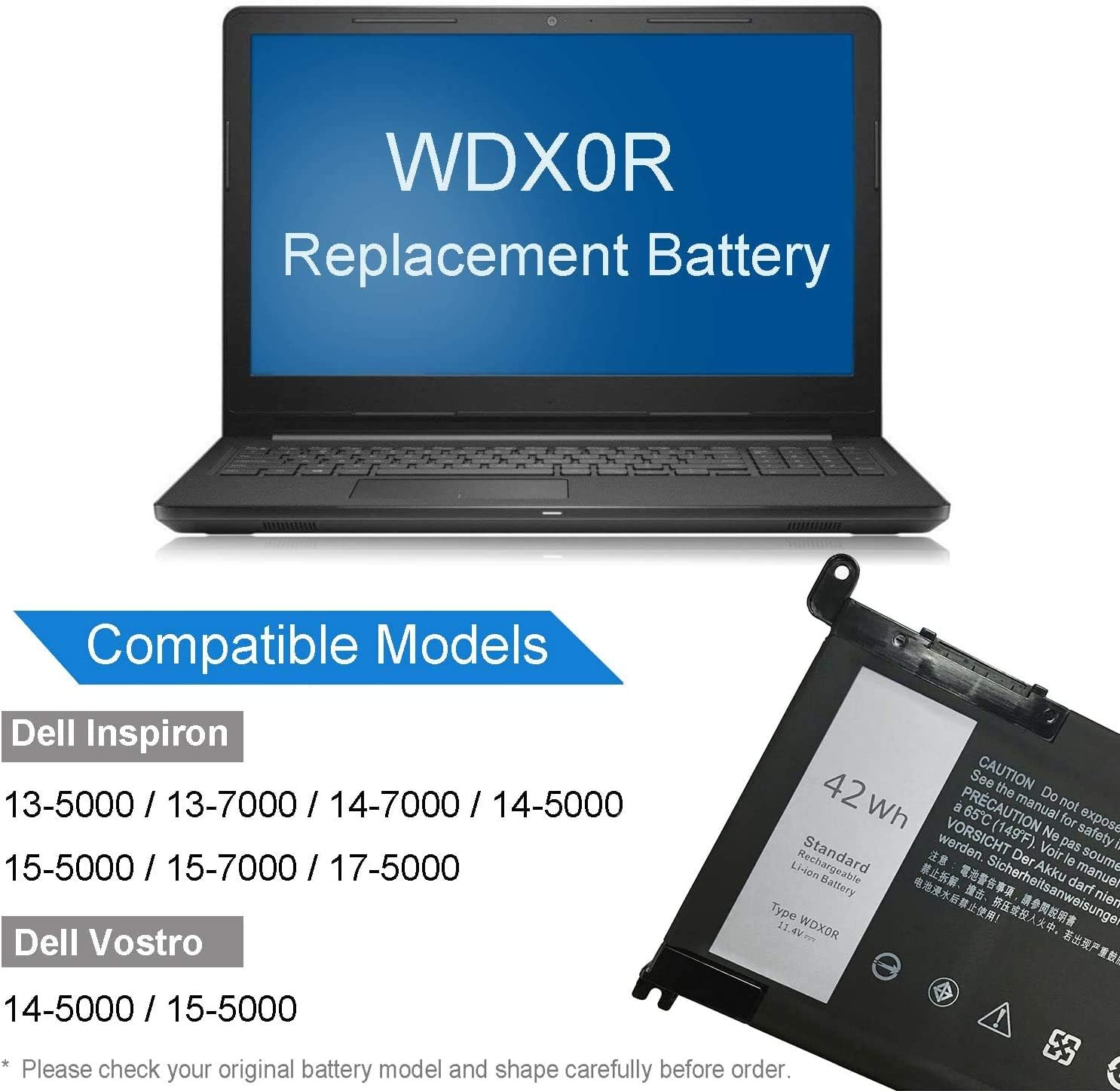 Buy 11 4v 42wh Wdx0r Laptop Battery Replacement For Dell Inspiron13 5368 5378 5379 7368 14 7460 Inspiron15 5565 5568 5578 7560 7570 Inspiron17 765 5767 3crh3 T2jx4 Fc92nwdx0r Online In Nigeria B085xys3xq