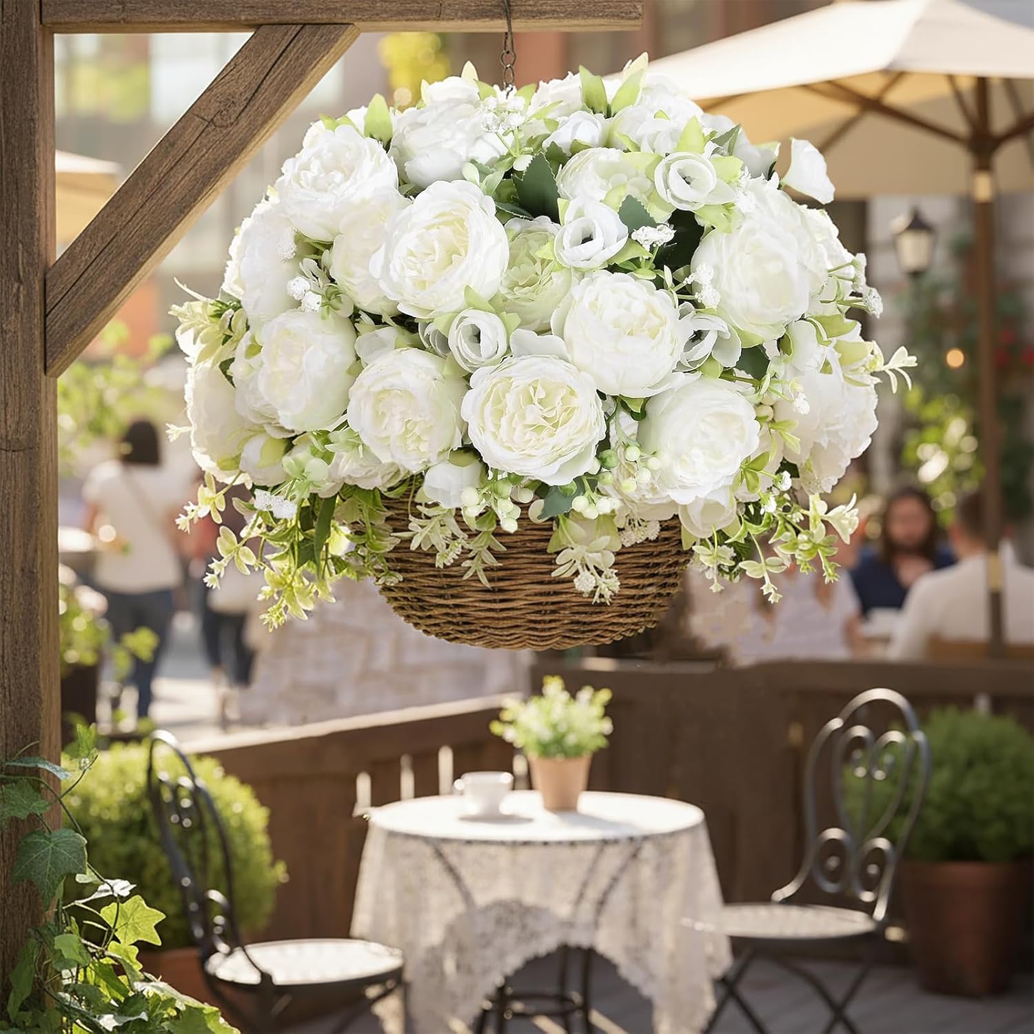 12 Bundles Peonies Artificial White Flowers Bouquet, Lifelike Silk Fake Peonies with Stems for Home Table Centerpieces, Wedding, Party & DIY Bridal Floral Arrangements (White) - Image 6