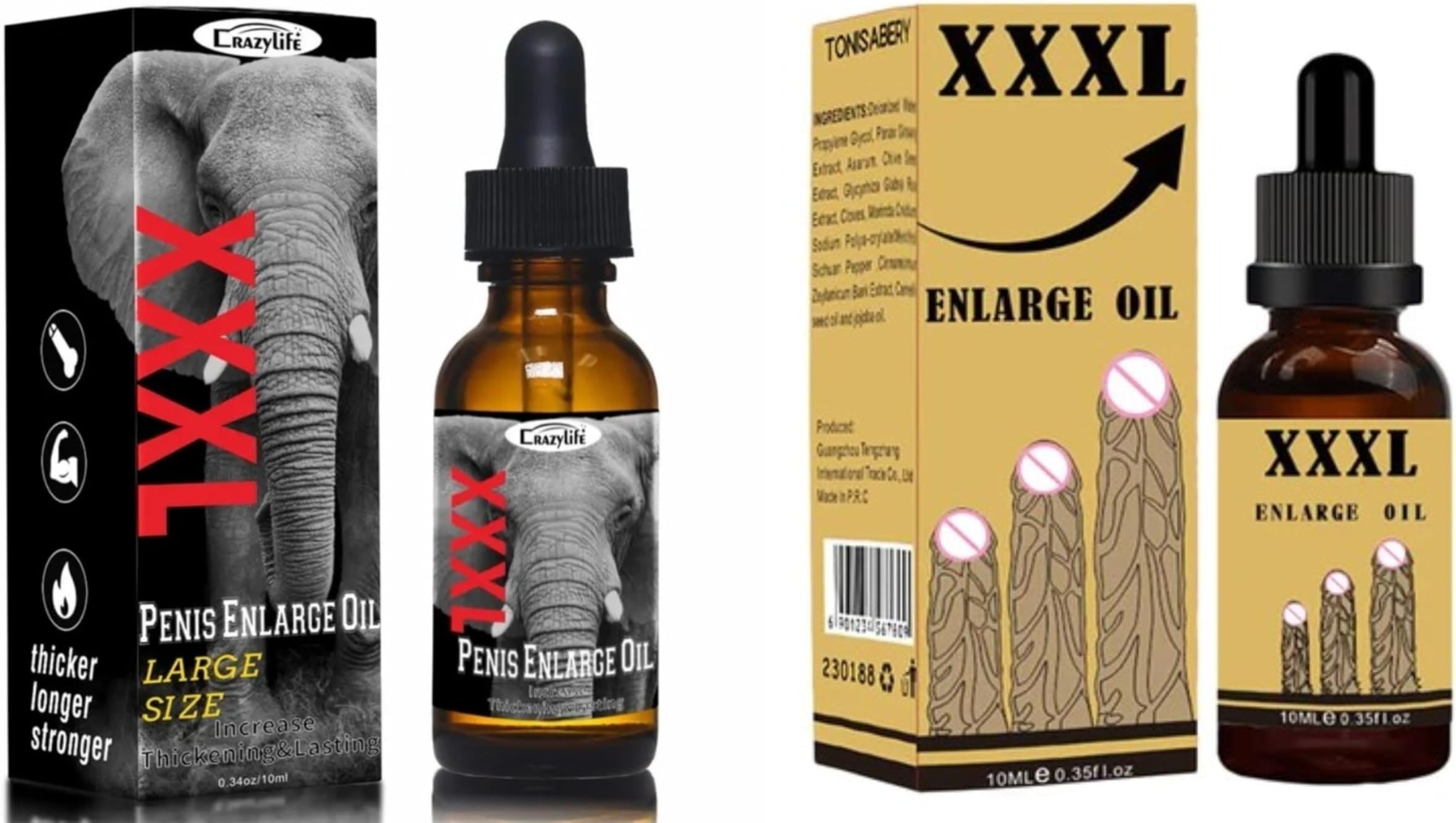 CRAZYLIFE Enlarge Oil, TONISABERY Enlargement Oil for Men BLSEX Enlarger TONISABERY Oil (F396-XXXL-BEG)