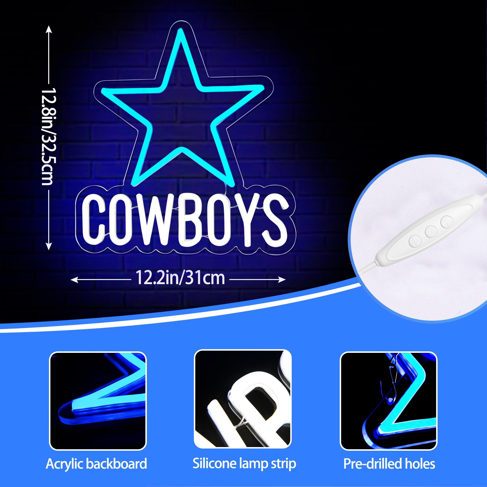 Insegna al neon per decorazione da parete a forma di pallone da calcio, per uomo, grotta, regalo di compleanno per uomini, con dimmerabile, per bar, dormitorio, feste, sala giochi, camera da letto