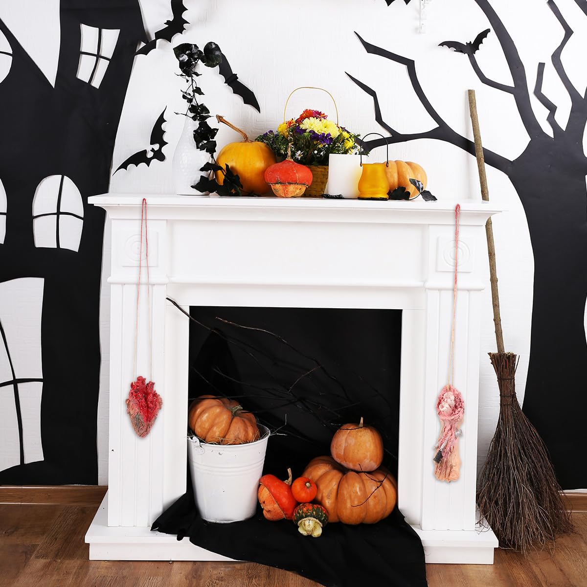 Uonlytech 2 Stück Halloween Deko Simulierte Menschliche Organe Anhänger Gruselige Halloween Requisiten zum Hängen Spukhaus Scherzartikel für Party und Raumdekoration