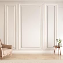 JBER Peel and Stick Wall Molding Kit, 6 Pre-Cut Bilinear Panels, White