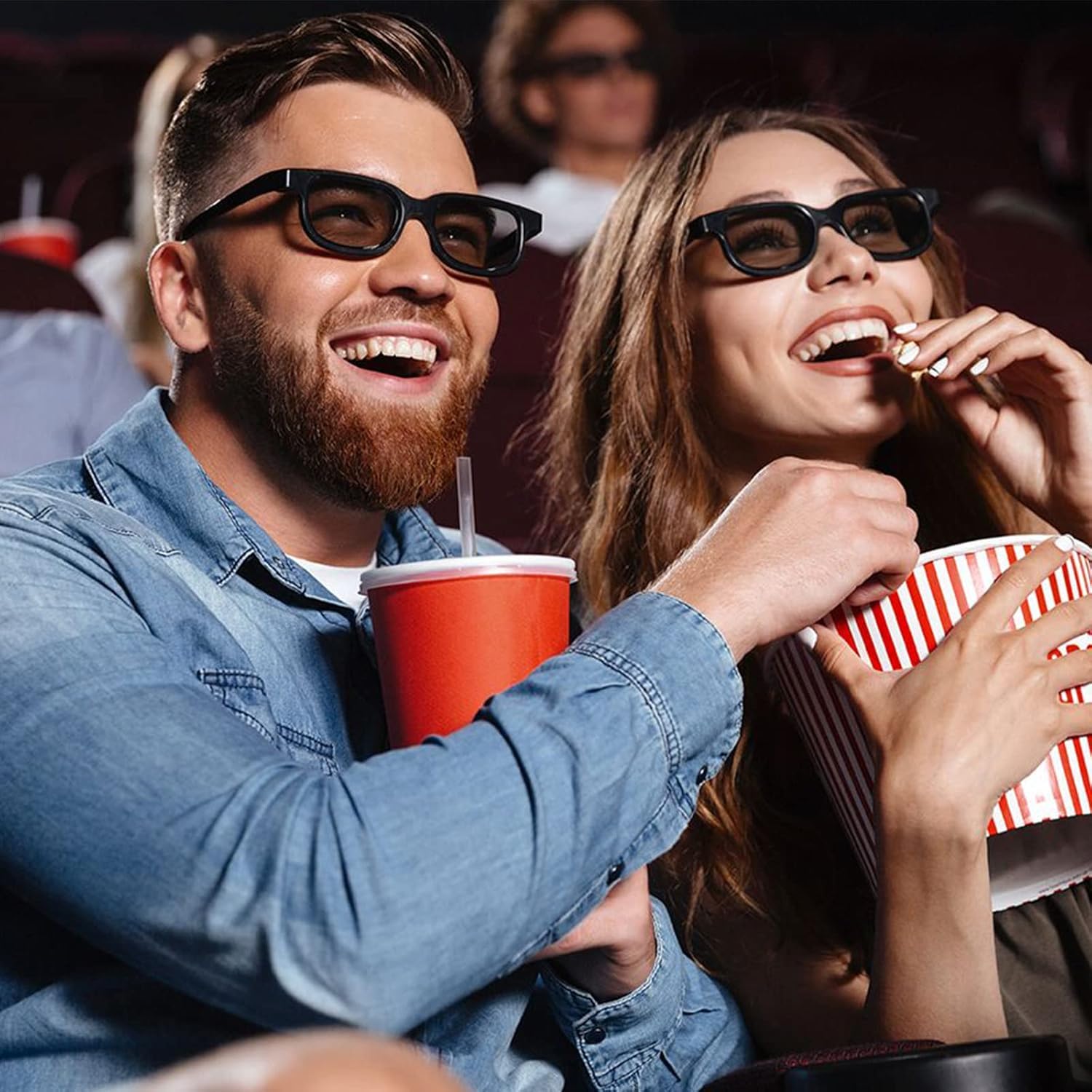 Occhiali 3D RealD, Occhiali 3D Passivi Polarizzati Circolari Senza Sfarfallio per Cinema e TV 3D Polarizzati – Compatibili con Proiettori e Monitor 3D (Confezione da 3)