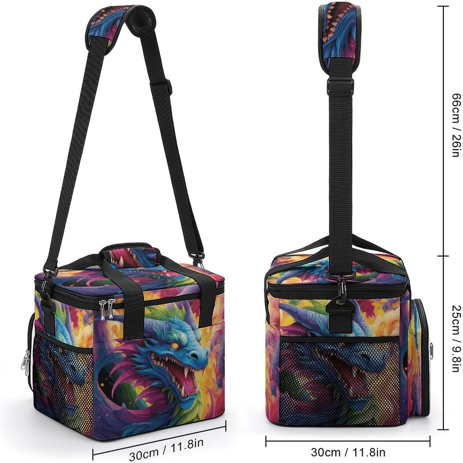 Colorful of Dragons Cooler Bag Portable Insulated Lunch Bags Leakproof Ice Chest Large Capacity Soft Cooler Tote for Picnic Camping Work Travel Keep Food Drinks Fresh 22.5L