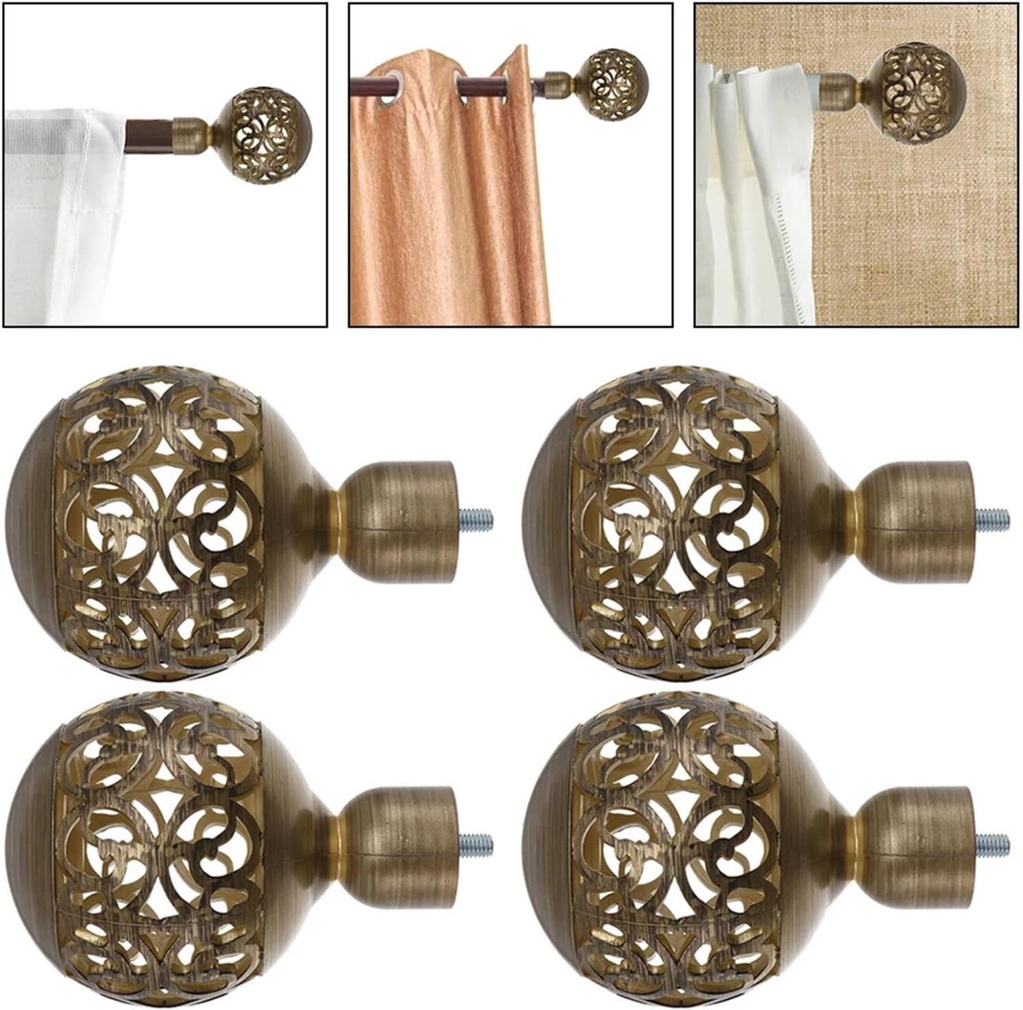 Curtain Rod Finials 8 Pcs Curtain Rod Decorative Head Finials for Curtain Rods Window Treatment Finials for Decoration