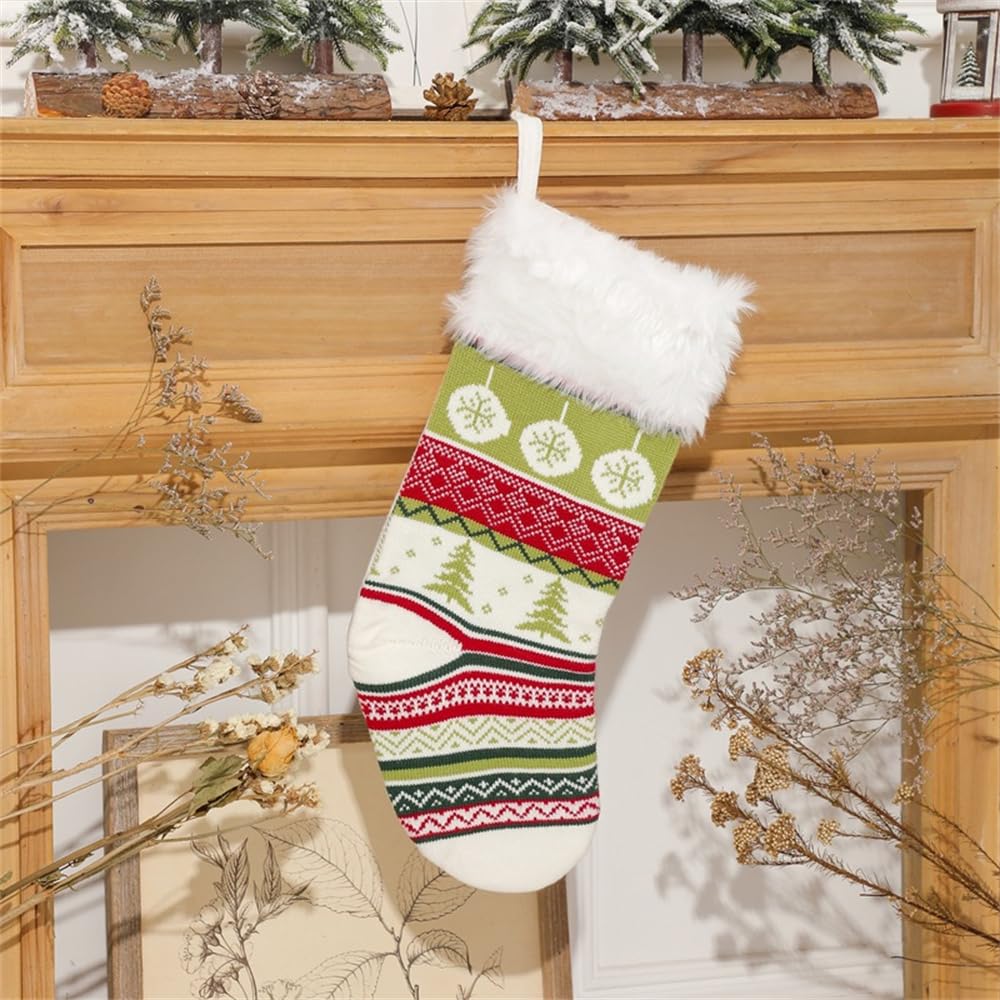 Calze Natalizie A Maglia 40 Cm – Set Da 4/10 Pezzi Per Camino E Decorazioni – Avorio - 3