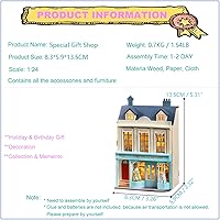 Vista 3 de Roroom Kit de casa de muñecas en miniatura y muebles, modelo de casa de muñecas de madera en 3D con LED, idea creativa de habitación para el día