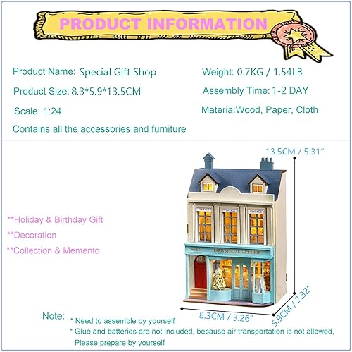 Miniatura 3 de Roroom Kit de casa de muñecas en miniatura y muebles, modelo de casa de muñecas de madera en 3D con LED, idea creativa de habitación para el día