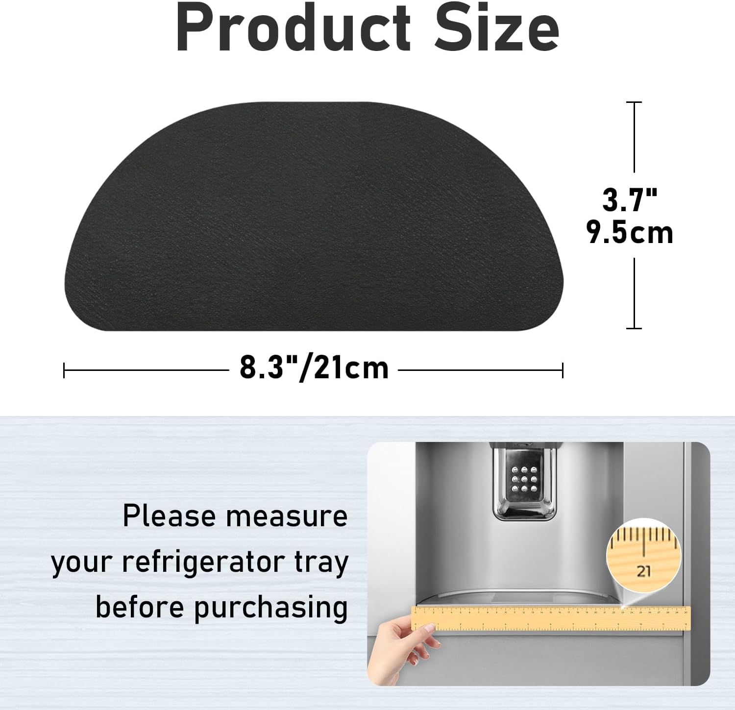 LOPNUR 2 Pack Refrigerator Drip Tray Catcher, 8.3"x3.7" Semi-Circle, Black