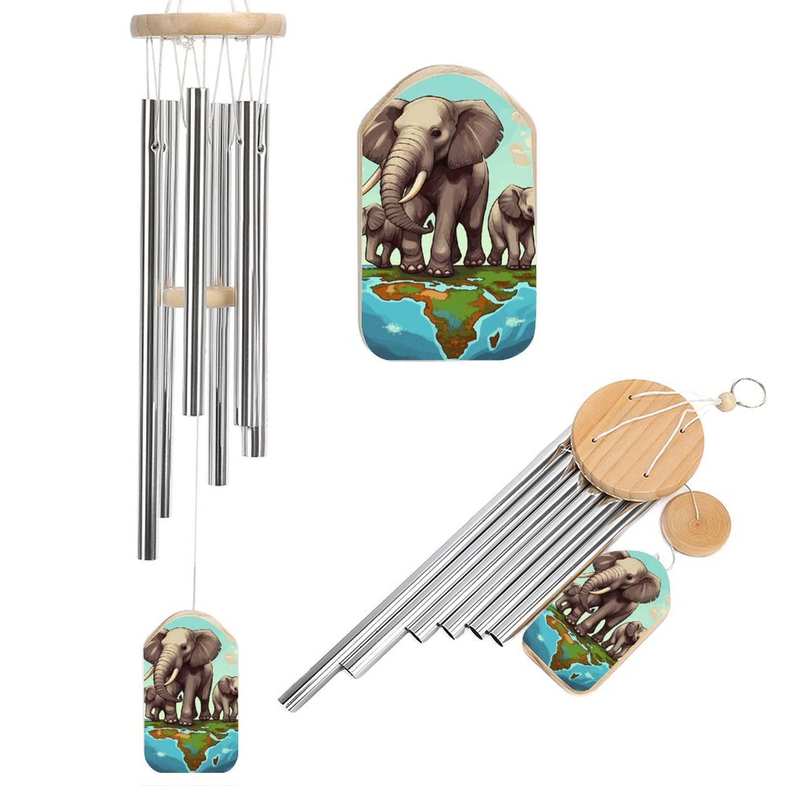 Elephants Wind Chime 20.5" Aluminium Wind Chimes Outdoor Garden Patio Decoration Windchime Memorial Gifts Windchimes for Men and Women