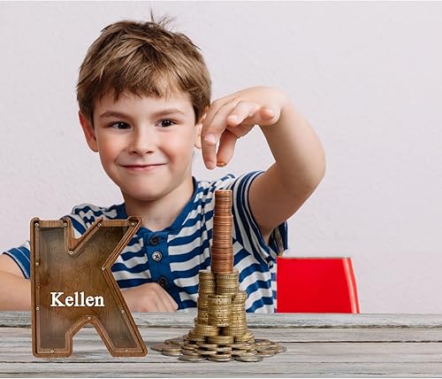 Vista 45 de Alcancía grande de madera personalizada para niños, alcancía con nombre personalizado, alcancía (nombre grabado láser) letras del alfabeto