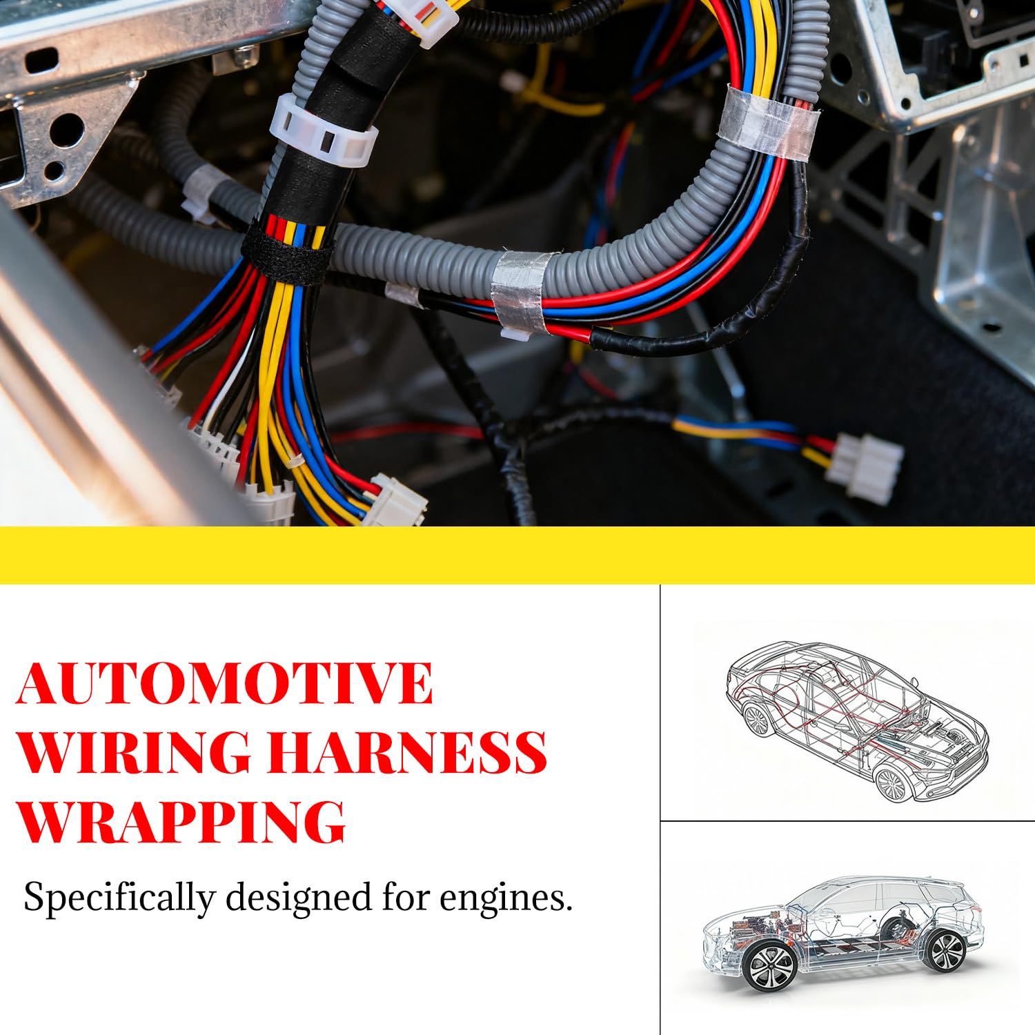 BOROLA Flame Retardant Wire Harness Tape 19mm x 25m – Cloth-Backed Adhesive Wiring Loom Tape for Automotive & Industrial Use, Sound Insulation & Noise Reduction, Wear & Temperature Resistant (1 Roll)