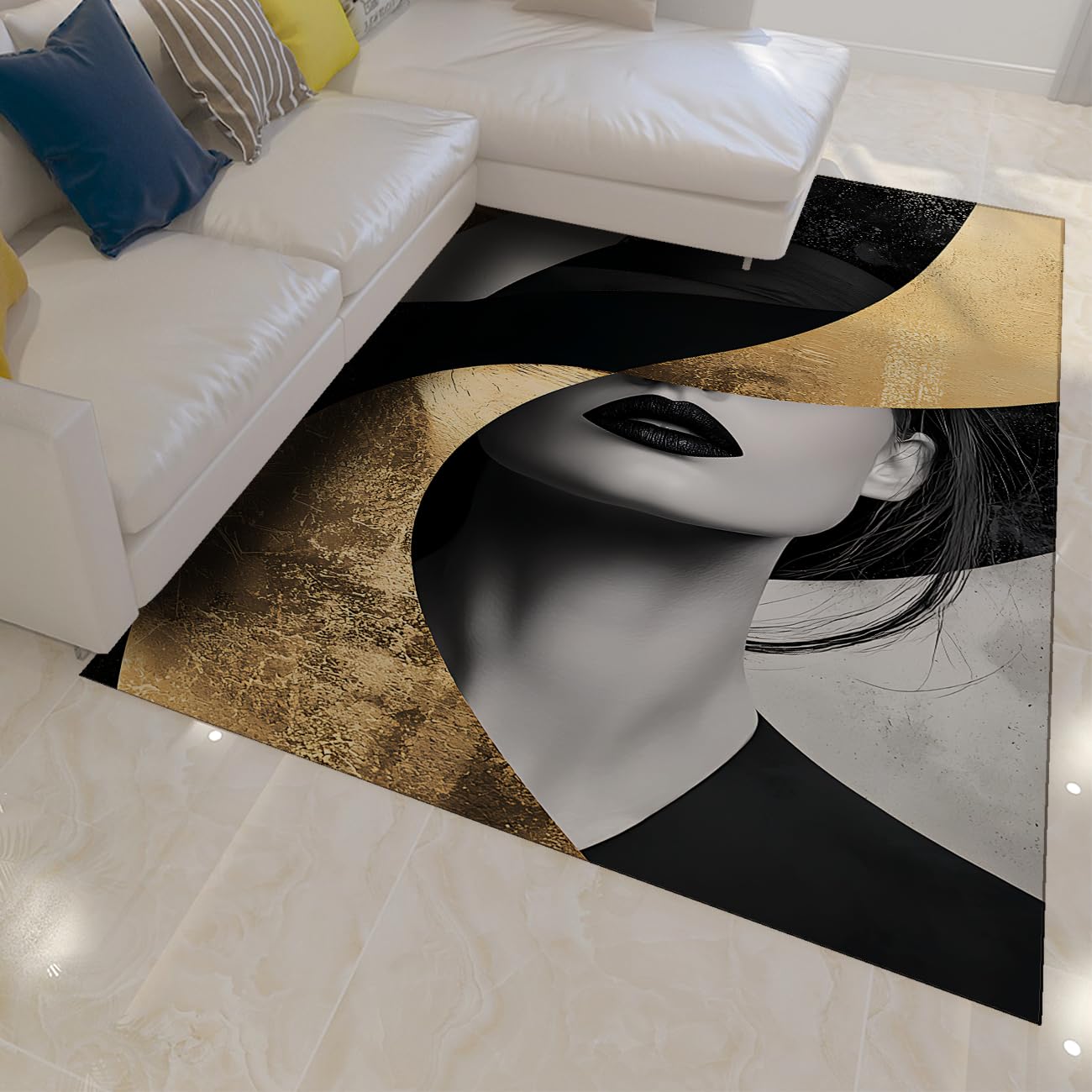 Fashion Woman Area Teppiche für Wohnzimmer moderner luxuriöser waschbarer Teppich für das Büro im Schlafzimmer Rutschfester Innenteppich mit niedrigem Flor 80x120cm