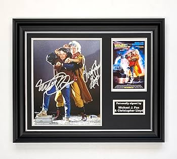 Michael J Fox & Christopher Lloyd Hand Signed Autograph Movie