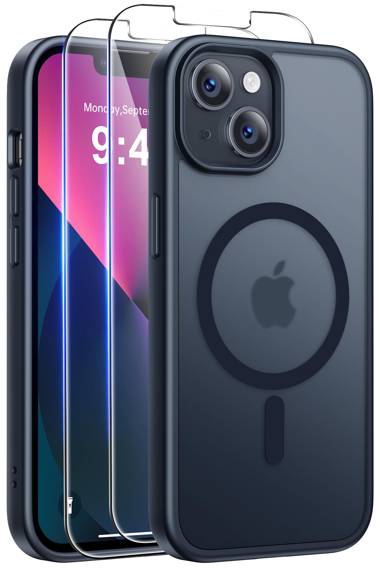 Qasyfanc Magnetic for iPhone 15 Case with 2 Tempered Glass Screen Protector, Compatible with MagSafe, Full Camera Protection, [Anti-Yellowing] Shockproof Protection Phone Case, Clear — view 40