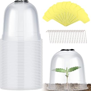 Remerry 20-Pack Garden Cloches: Clear PET Bell Covers with Vents, 60 Pegs & Labels for Frost Protection, Seed Starting