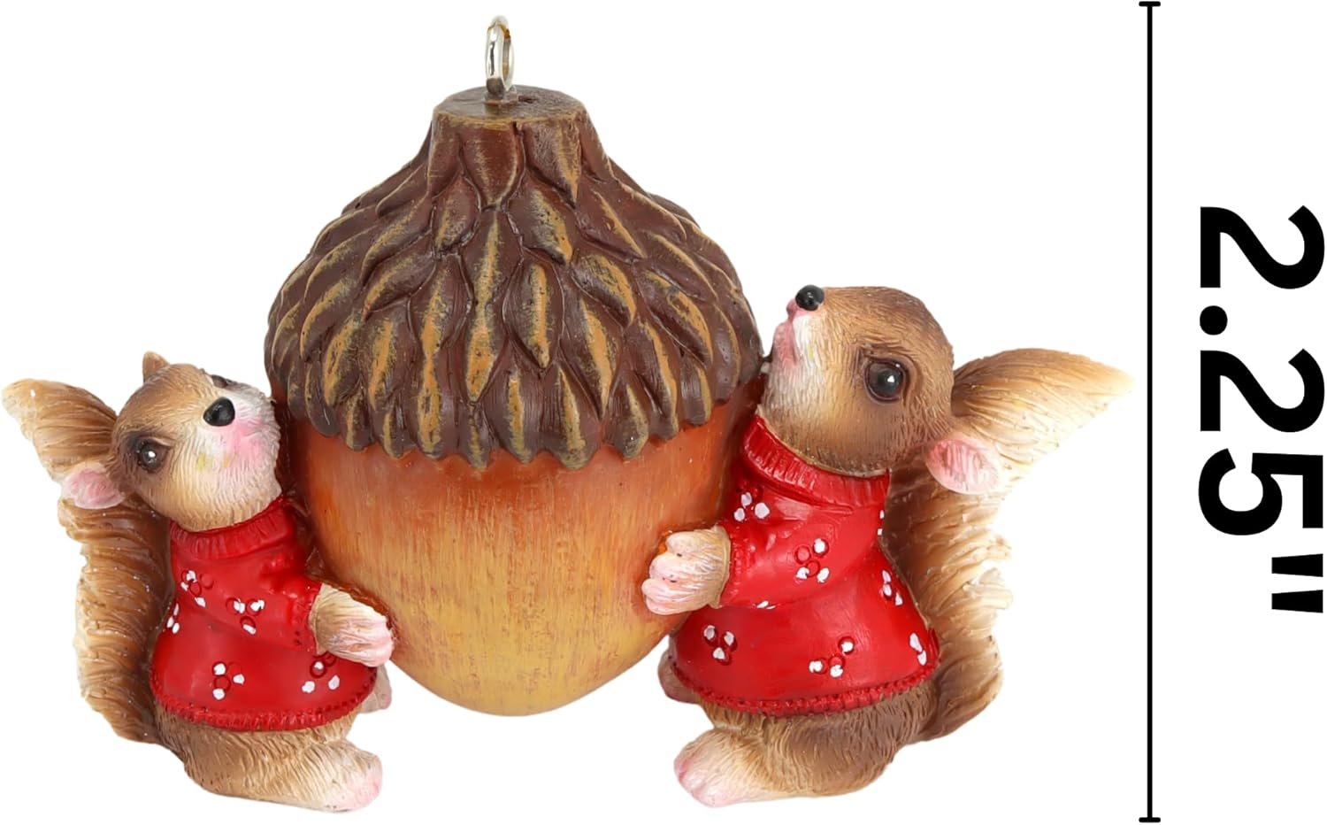 Needzo Festive Christmas Ornament, Squirrels in Sweaters Holding Acorn, Woodland Themed Holiday Decoration, 2.25 Inches - Image 2