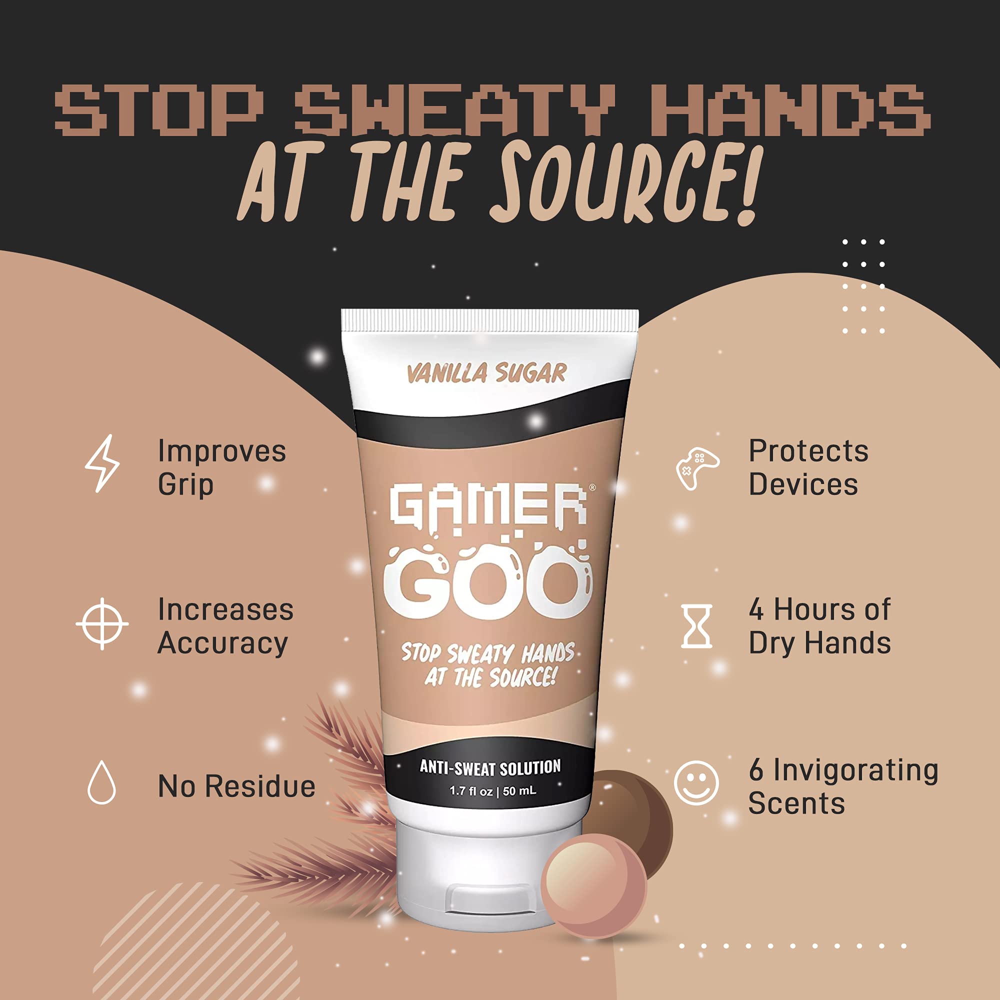 Gamer Goo Antiperspirant for Hands, NonSticky Drying Lotion for