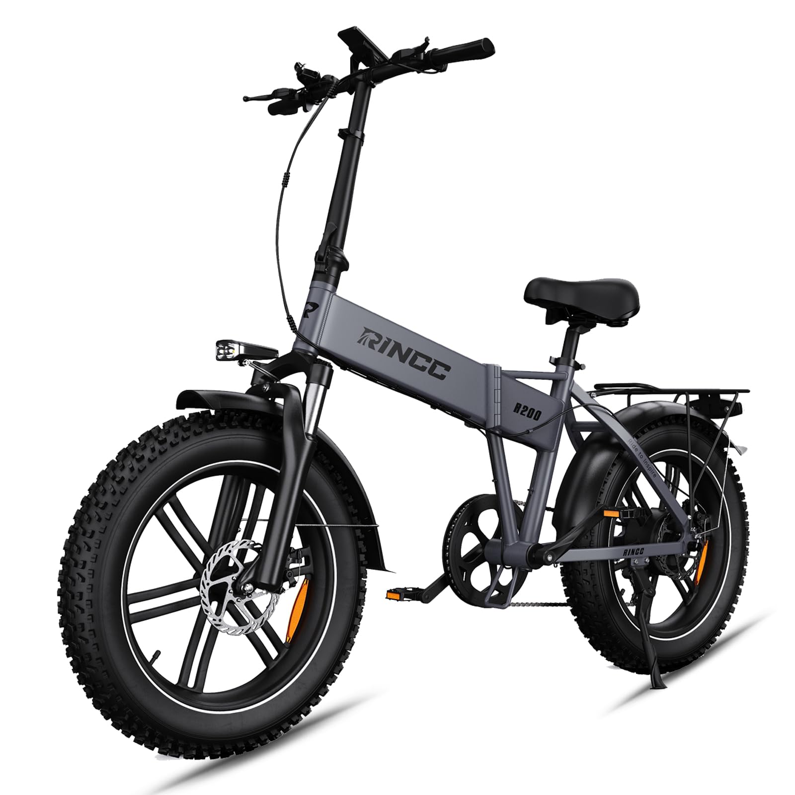 RINCC Bici Elettrica Pieghevole, Ebike da 720Wh 15Ah Batteria | Motore Brushless | Autonomia di 100 Km | 20"×4.0" Fat Tire | 7 Velocità | Ruota monoblocco in lega di magnesio | R200