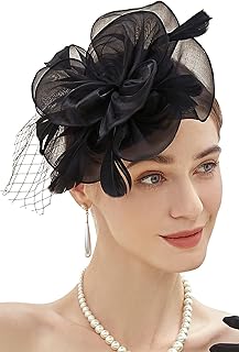BABEYOND Women's Fascinator Hats Tea Party Derby Fascinator Hat with Veil Kentucky Headpiece for Cocktail Wedding