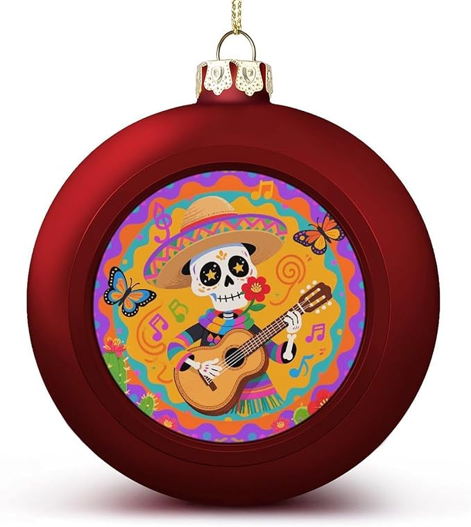 Sugar Skull Christmas Balls Ornaments Large Red Xmas Hanging Pendants 3inch Shatterproof Ornament for Christmas Tree Hanging Holiday Valentine's Day Party Xmas Decorations