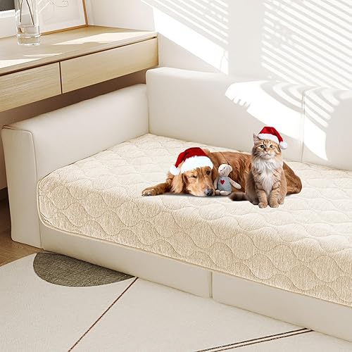 Gollense Funda antideslizante para sofá para mascotas, funda acolchada de felpilla mullida para perros, lavable, protector suave y apto para