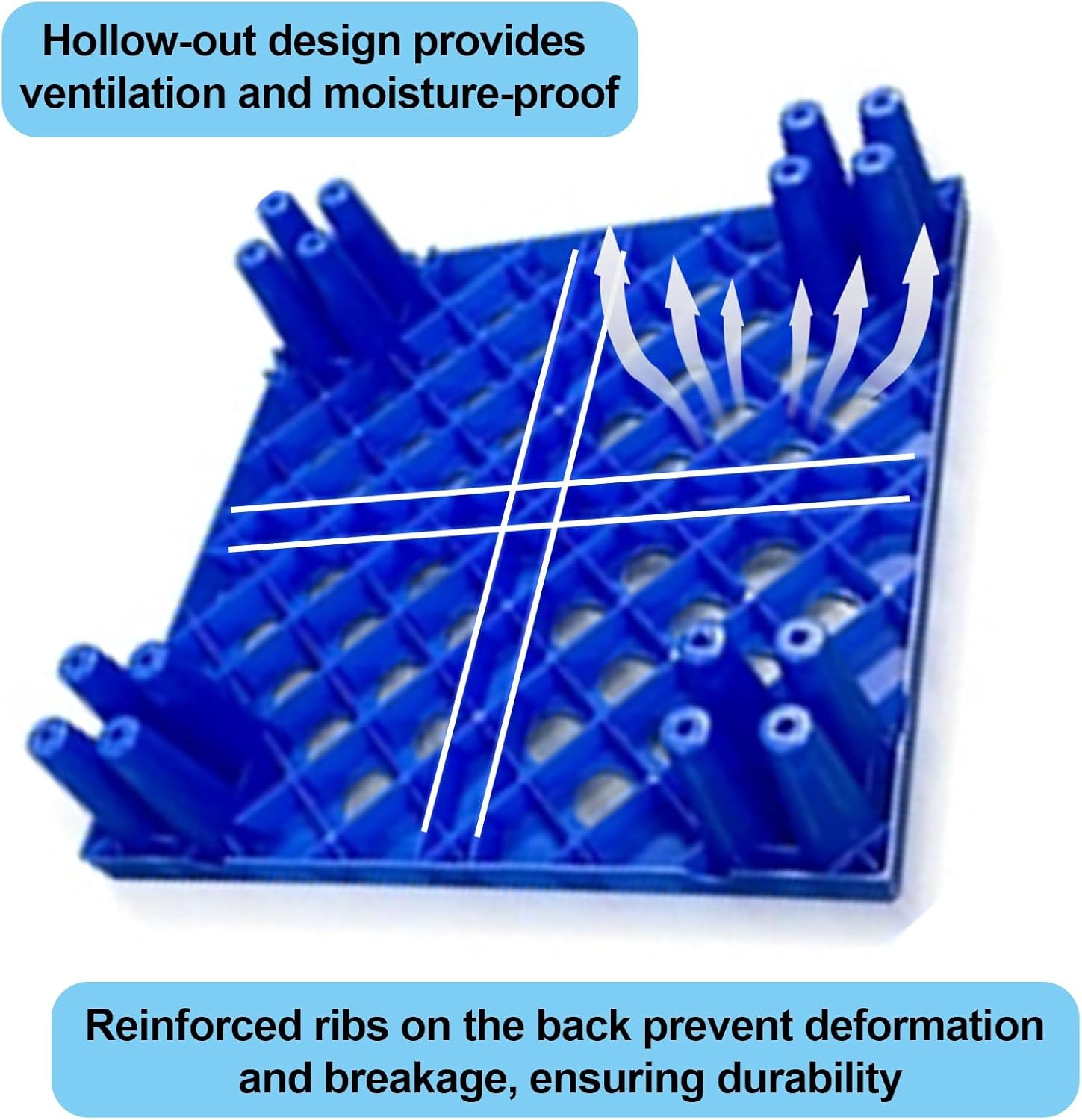 HDPE Stackable Plastic Grating, Plastic Pallets for Basement Storage, Static Load 1102lbs, Hollow-Out Design for Breathability, for Supermarket Warehouse Basement(Gray,60 * 30 * 10cm/24 * 12 * 4in)