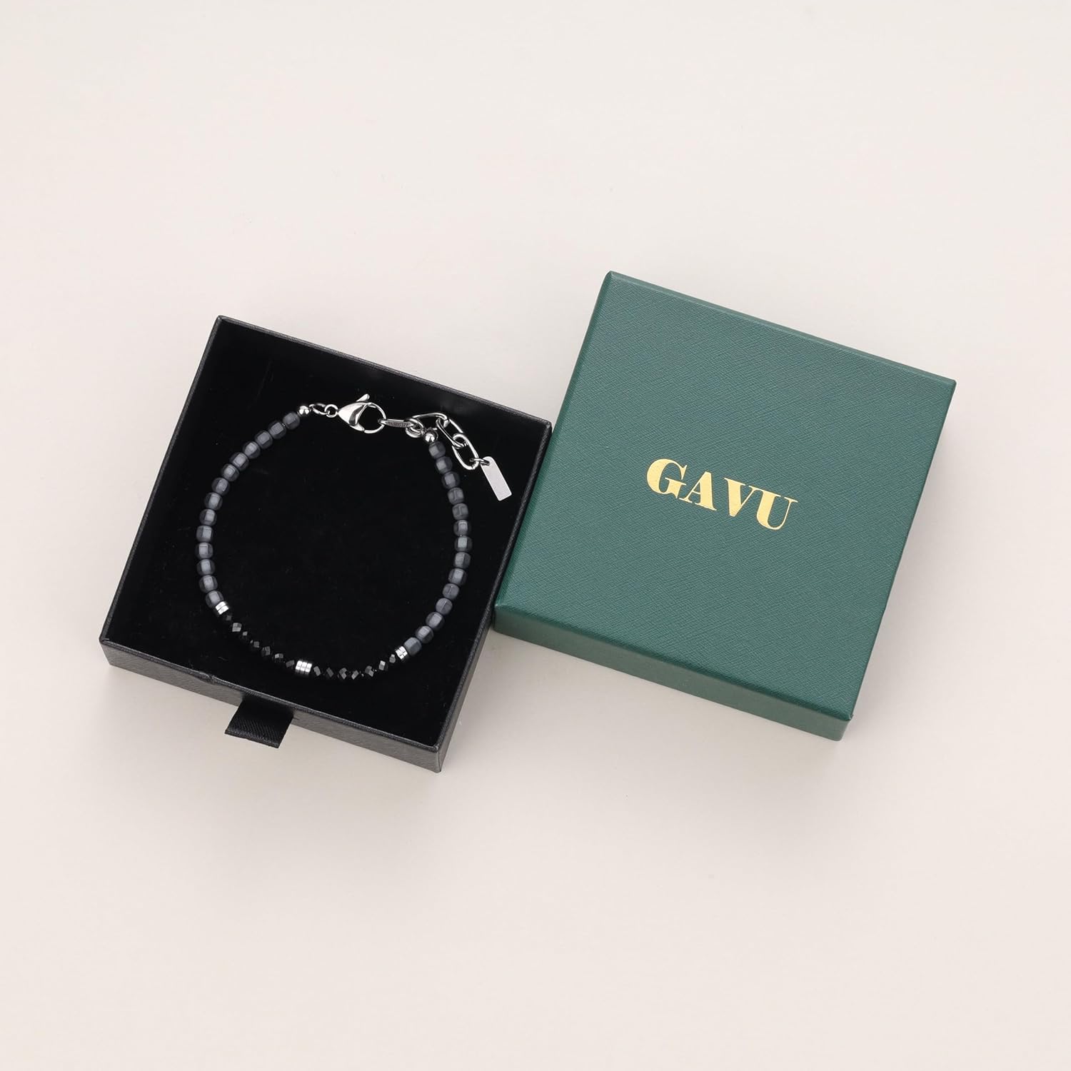 GAVU Men's Hematite Bracelet, Mens Beaded Bracelet, Faceted Crystal Bracelet for Men