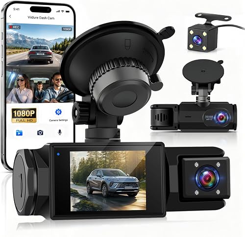 Cam 3 Canaux 1080P+480P+480P avec Véhicule avec WiFi & App Dash