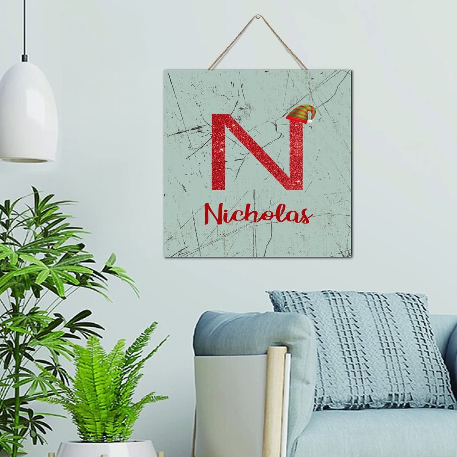 Panneau monogramme personnalisé en bois et décoration de garde-manger chic