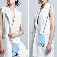 Vista 5 de Bocasal Funda tipo cartera cruzada para iPhone 12/12 Pro, funda de piel con bloqueo RFID y soporte para tarjetas, funda protectora con cremallera