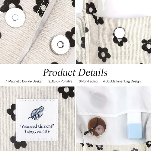 Vista 220 de Tote - Bolsa de hombro reutilizable de pana de gran capacidad con bolsillos interiores para mujeres y niñas Rayas