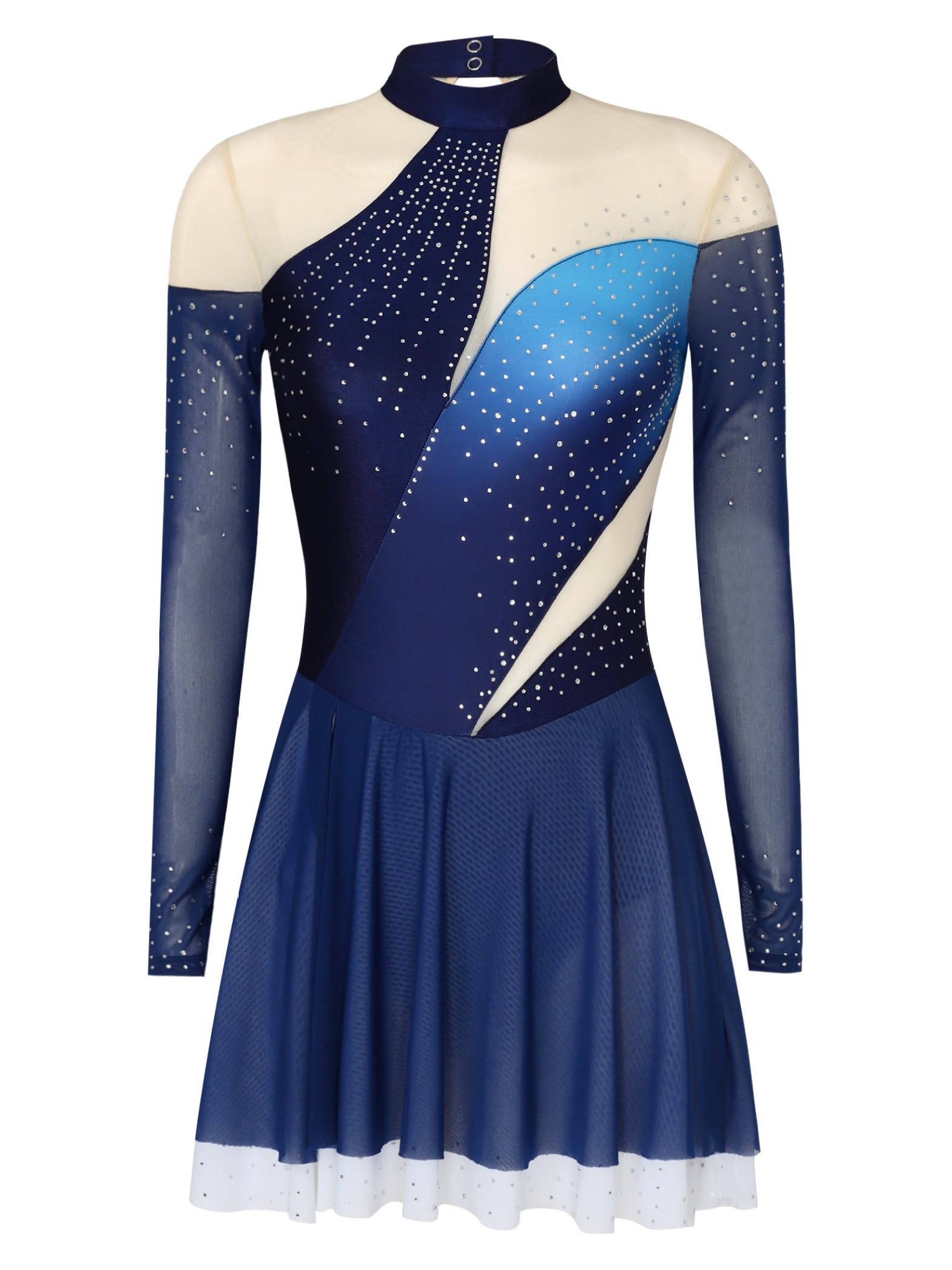 Eiskunstlauf Kleid Damen Glitzernde Kunstlaufkleider Mit Strass Lange Ärmel Eiskunstlauf Outfit Eistanz Gymnastikanzug Für Wettkampf Und Show