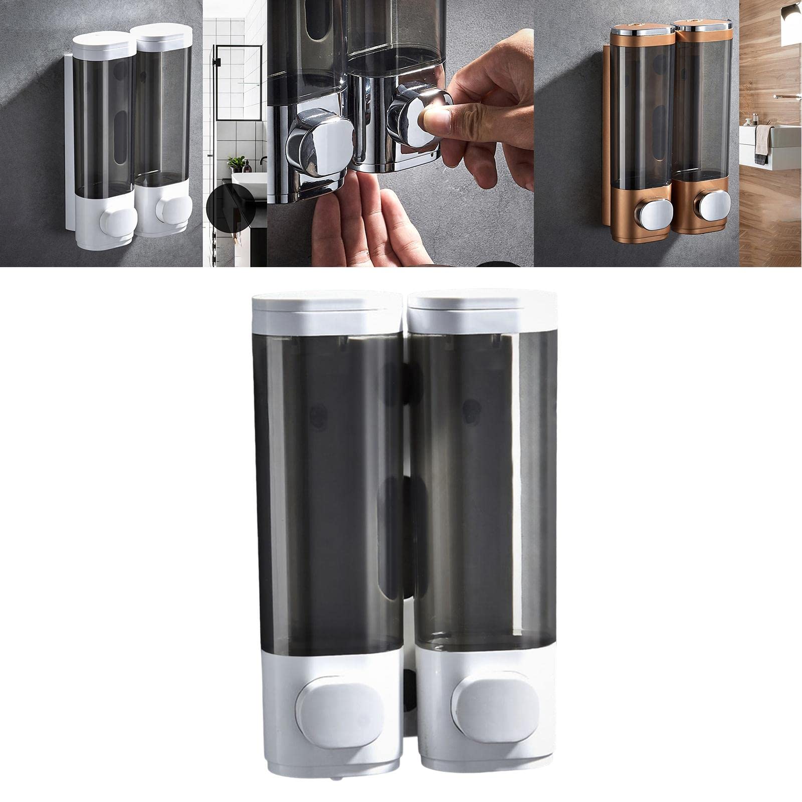 Dispensador de Jabón de Pared con Depósito Recargable Y Ventana Visible Bomba Manual Plástica Resistente para Baño Cocina Oficina Restaurante Escuela