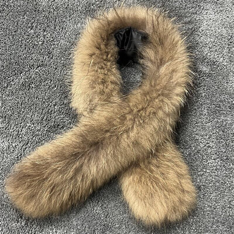 Amazon.co.jp: 本物のアライグマの毛の襟,女性のための本物の 