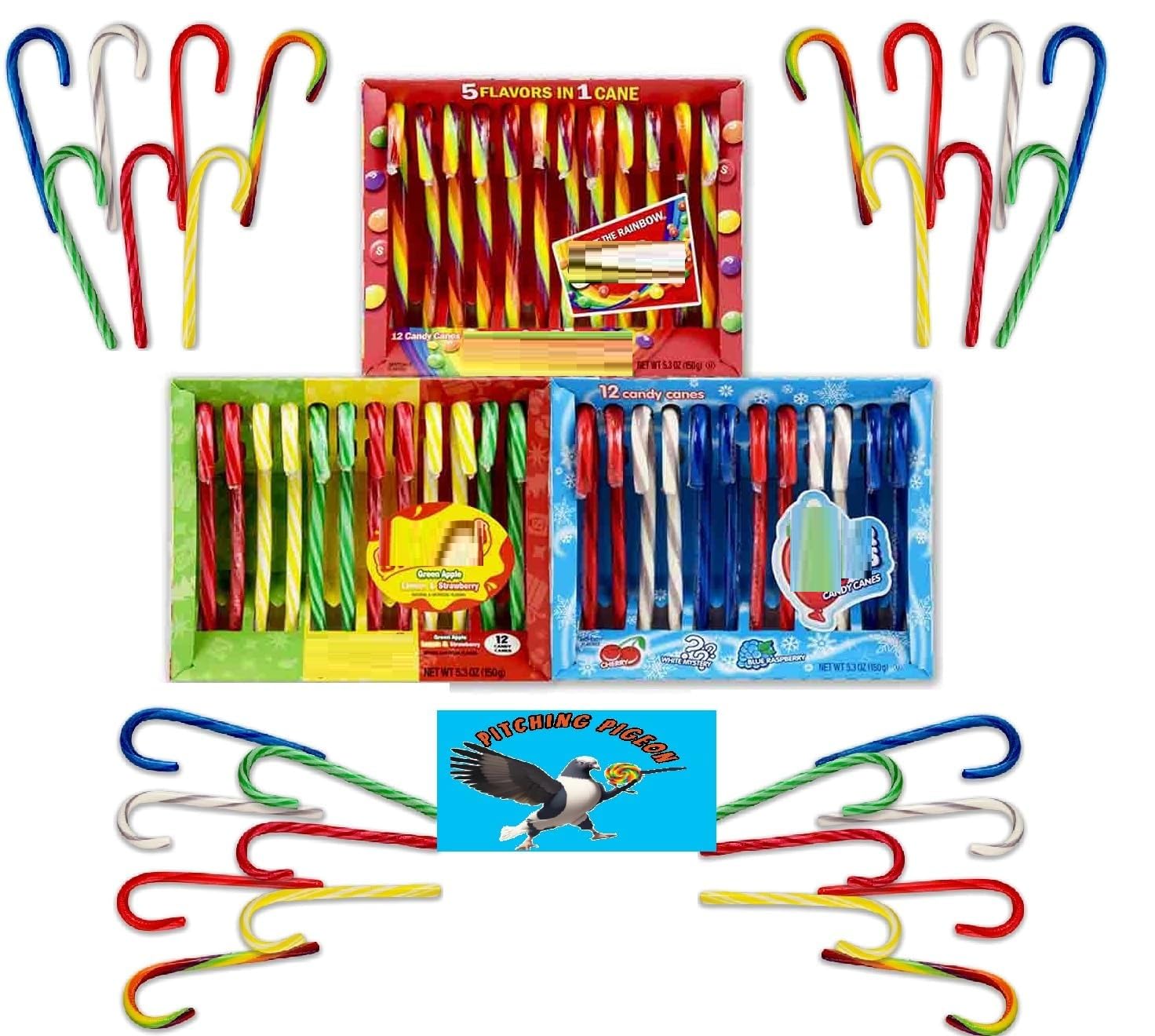 AirHeads, Star Burst, and Skittlles Candy Canes 36 Count – Assorted Fruity Candy Cane Mix, Individually Wrapped Christmas Holiday Stocking Stuffers