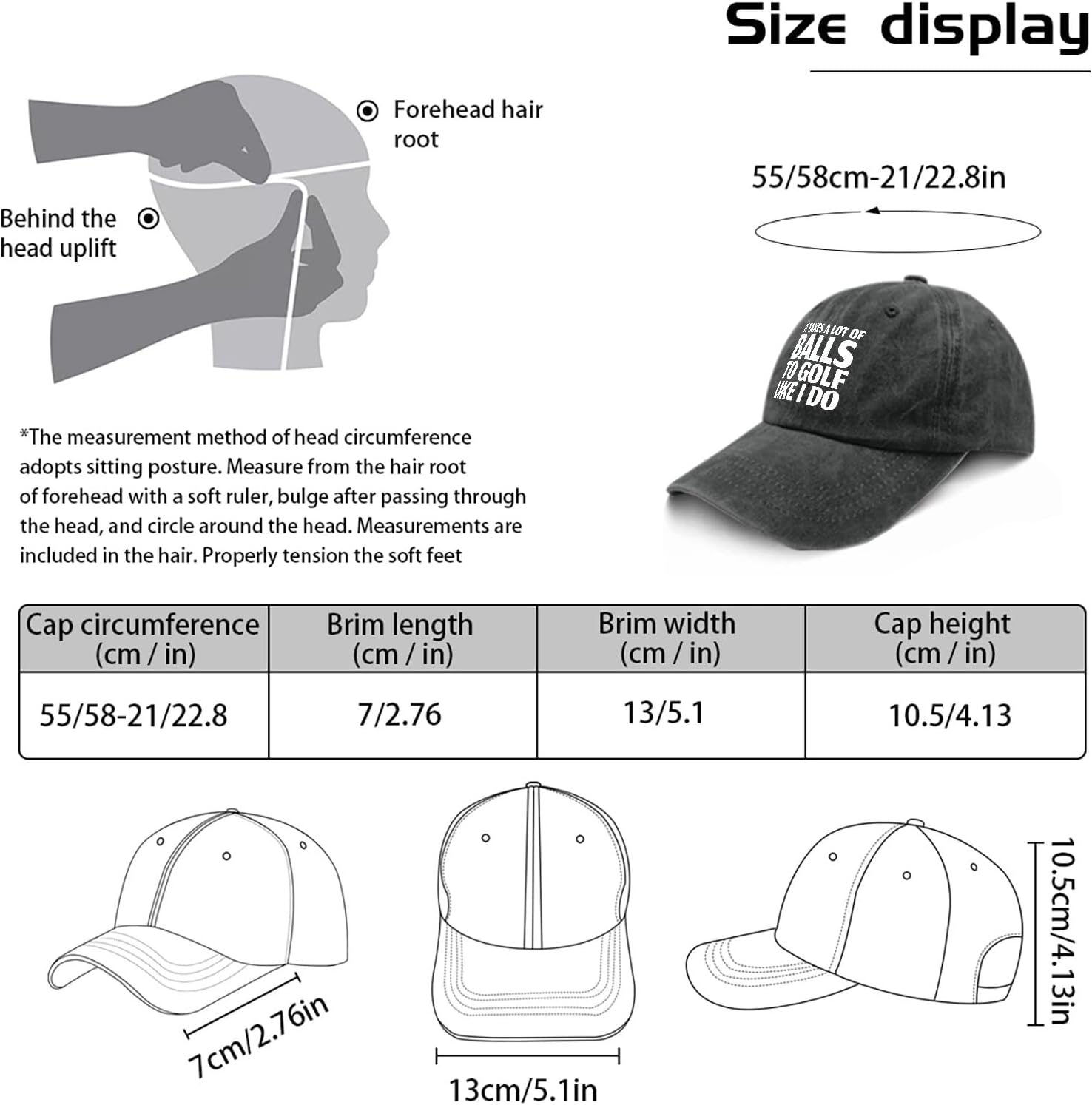 IT Takes A LOT of Balls to Golf Like I DO Hat for Men Funny Baseball Caps Funny Gifts for Men - Image 3