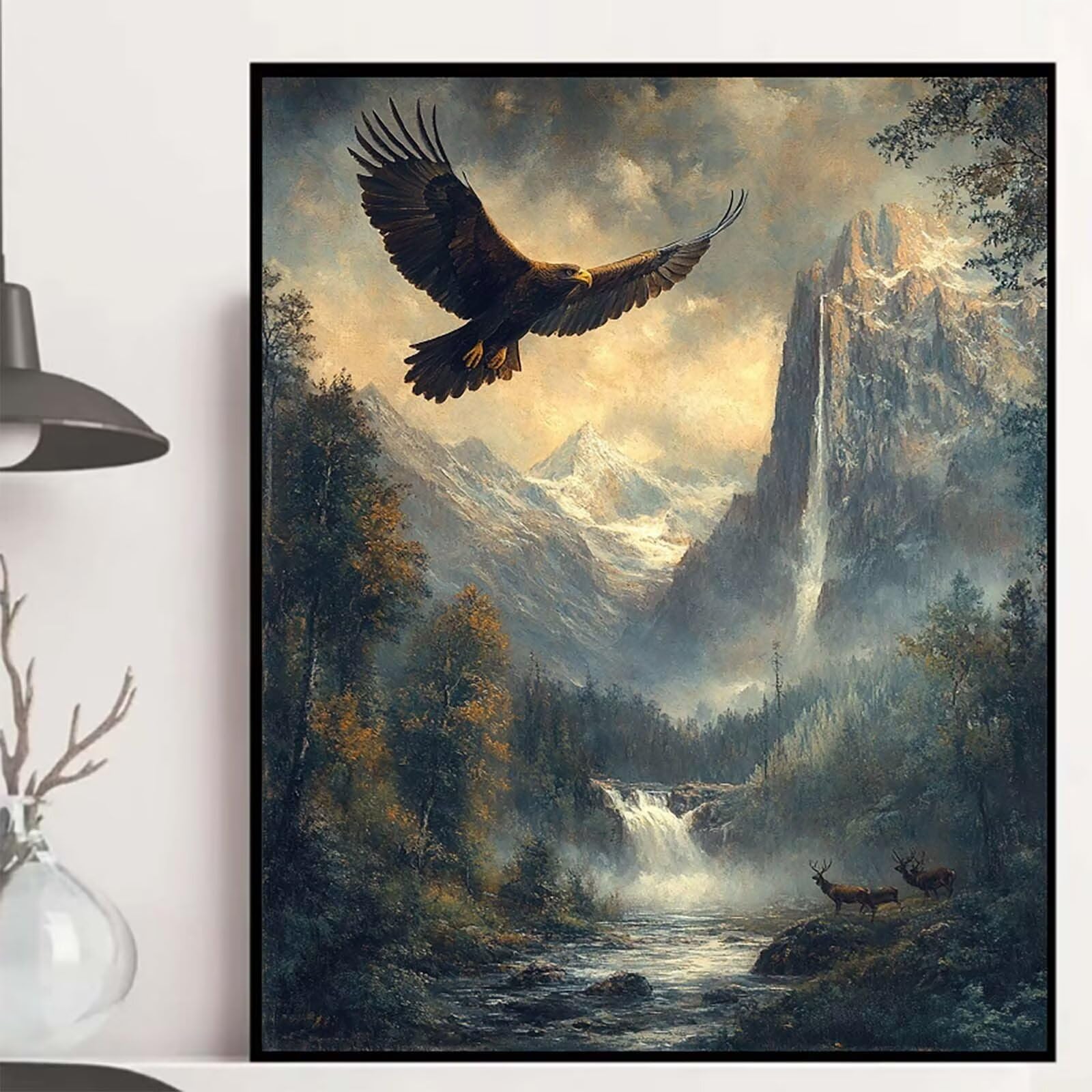 Orzeł diamentowy obraz, 90 x 120 cm, upadki, obraz diamentowy dla dorosłych, dla początkujących, 5D DIY, okrągłe, pełne wiertło, mozaika, zestaw do majsterkowania, dekoracja pokoju, prezent dla kobiet