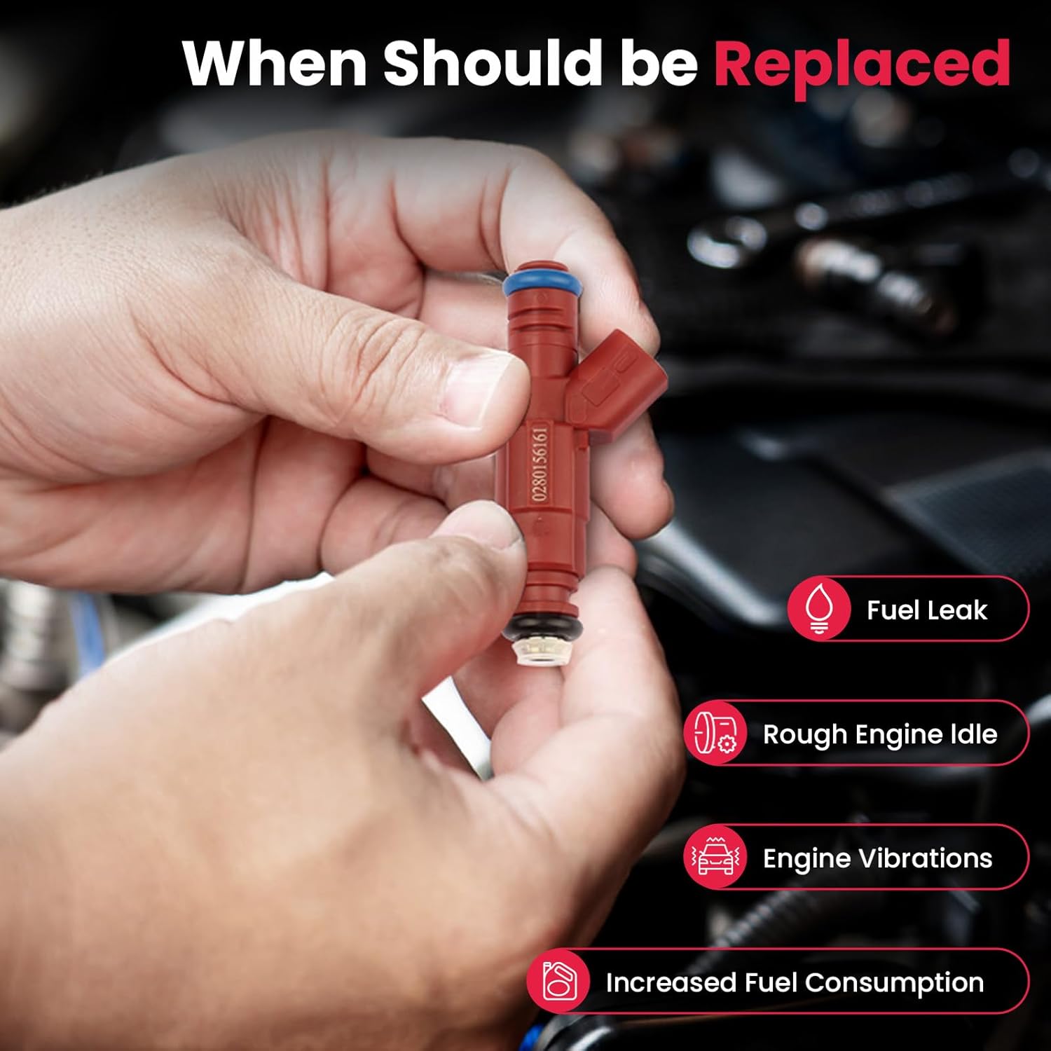 Fuel Injectors 0280156161, Upgrade 12 Hole 22LB Injector, Compatible with 1999-2009 Jeep Grand Cherokee/Liberty/Wrangler, Ford Mustang/Focus/Escape/Windstar, Dodge Dakota/Ram 1500 2500, Mariner(6 PCS)