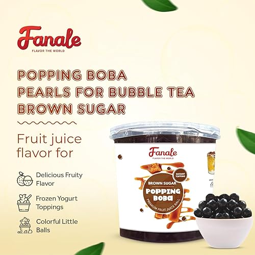 Miniatura 2 de Fanale Perlas Boba Reventadoras de Azúcar Morena, Veganas, Sin OGM, Sin Gluten, Sin Grasa, Perfectas para Té de Burbujas, Batidos, Helados, Postres