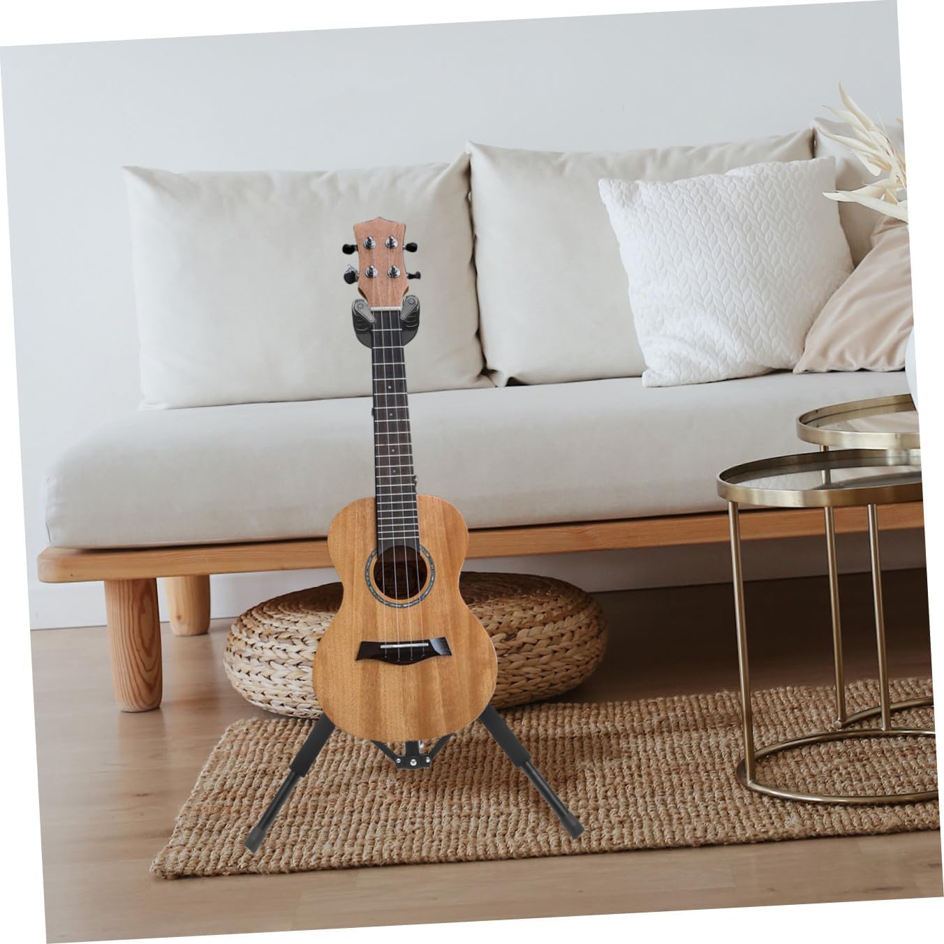 Mikinona 1pc Telescopic Folding Violin Stand Gravity Automatic Lock Compact Guitar Hanger for Ukulele and Electric Bass and Support for Musical Instruments Black