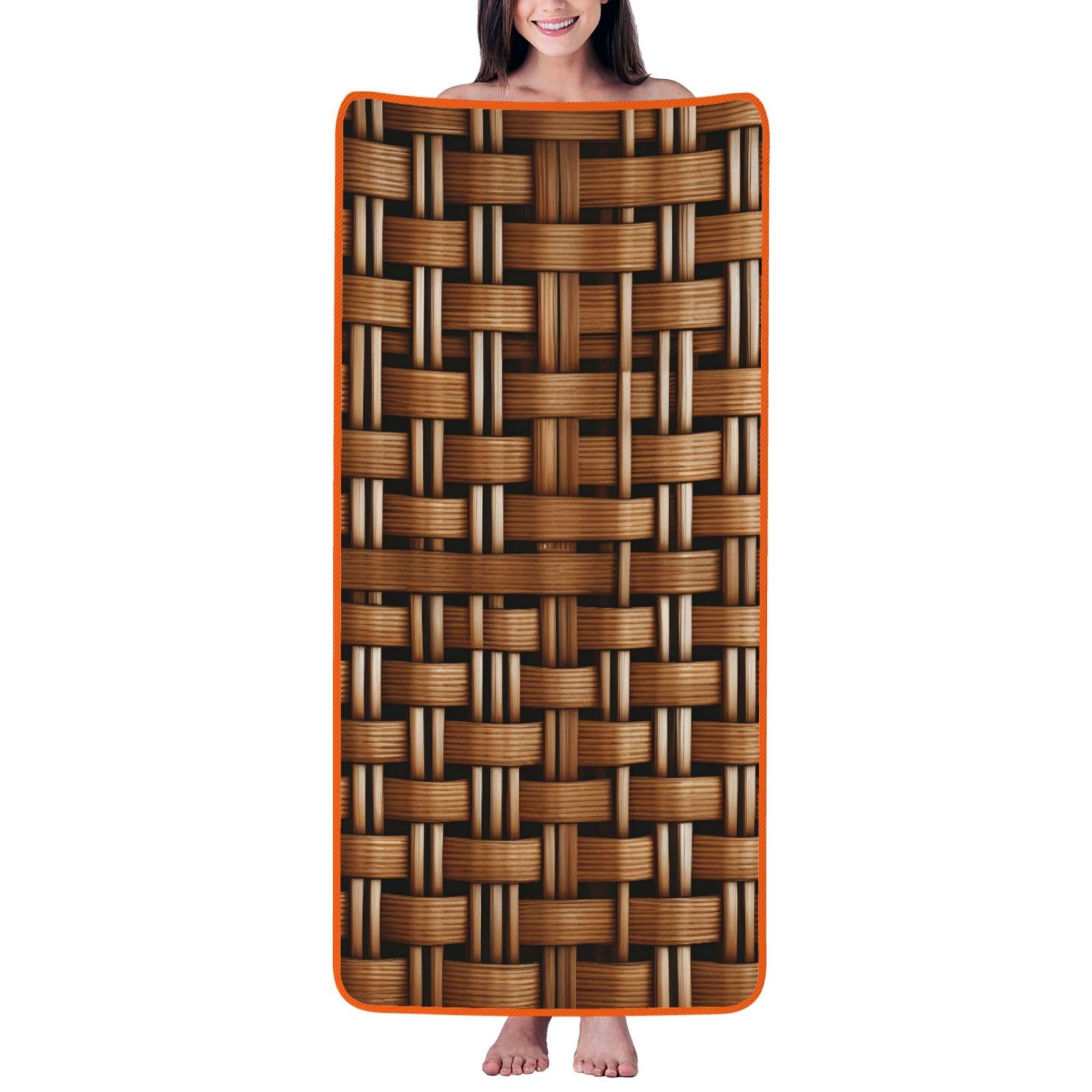 Drap de bain velours corail avec tissage élégant style grille en osier pour le spa