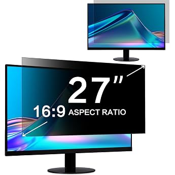 ZOEGAA Privacy Screen Protector 27 Inch 169 for Monitor 598 x 336 mm Privacy Screen Protector 27 Inch Anti-Blue Light & Anti-Glare Double Sided for HP Dell Lenovo Acer ASUS LG ViewSonic