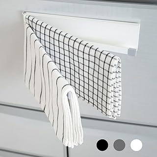 【aiji】 ふきん掛け マグネット 約W24×H6cm 薄型 収納 布巾掛け キッチン タオル掛け ふきん 3連 ふきん干し タオル 左右兼用 可動式 落下防止 キッチンクロス 干す タオルハンガー シンプル コンパクト 乾燥 磁石 台所用スリム ホワイト