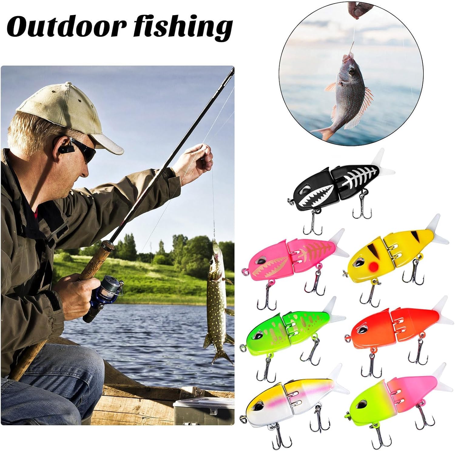 Mini Glide Baits for Bass Fishing, Multi-Jointed Swimbait Wobbler，Slow Sinking Wide S Motion Smooth Glide Baits for Freshwater and Saltwater, Gifts for Fishing Lovers