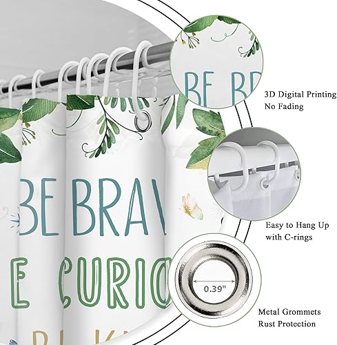 Miniatura 4 de Riyidecor Cortina de ducha con citas de animales de la selva para decoración de baño, 60 pulgadas de ancho x 72 pulgadas de alto, diseño de safari