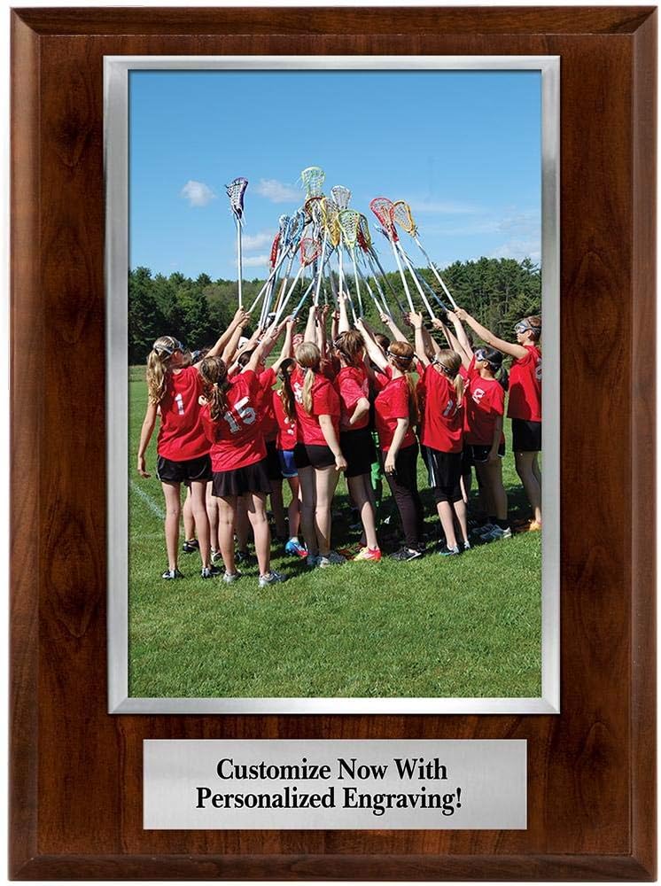 Crown Awards Custom Photo Plaques - 8x10 Vertical Photo Frame Plaque With Silver Photo Cover and Personalized Engraving Prime