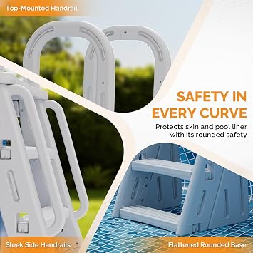 VINGLI A-Frame Pool Ladder Above Ground, Steps with Handrails -Light Gray