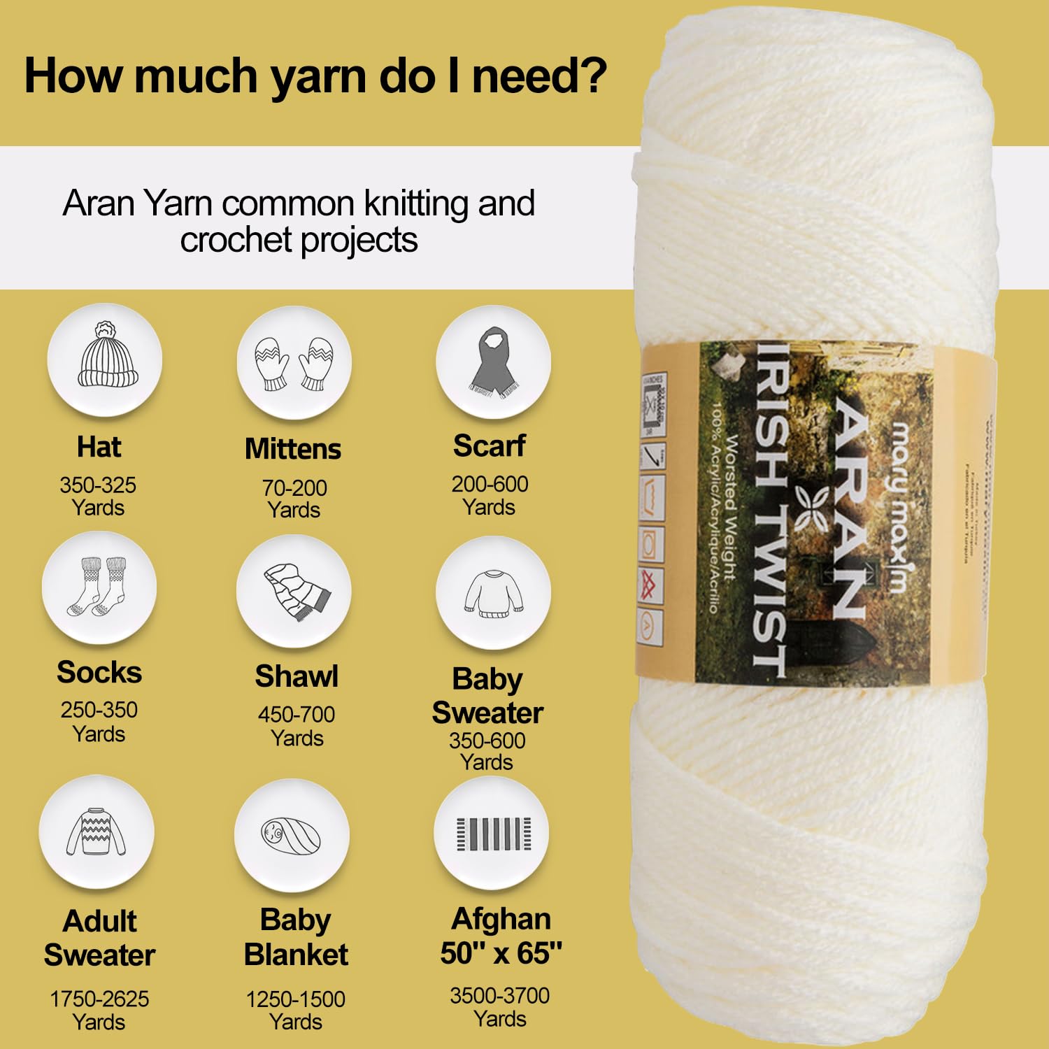 Amazon.com: Aran Irish Twist - Acrylic Yarn for Crocheting, 4