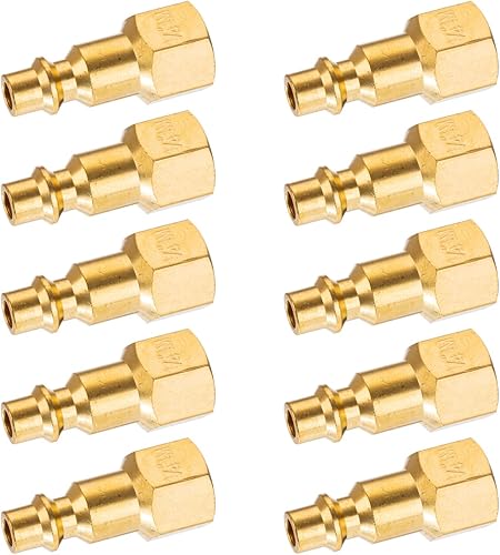 Miniatura 39 de Acoplamiento de aire industrial, enchufe NPT de 1/4 de pulgada y manguera de aire y juego de enchufe FNPT y adaptador rápido, acoplador de aire